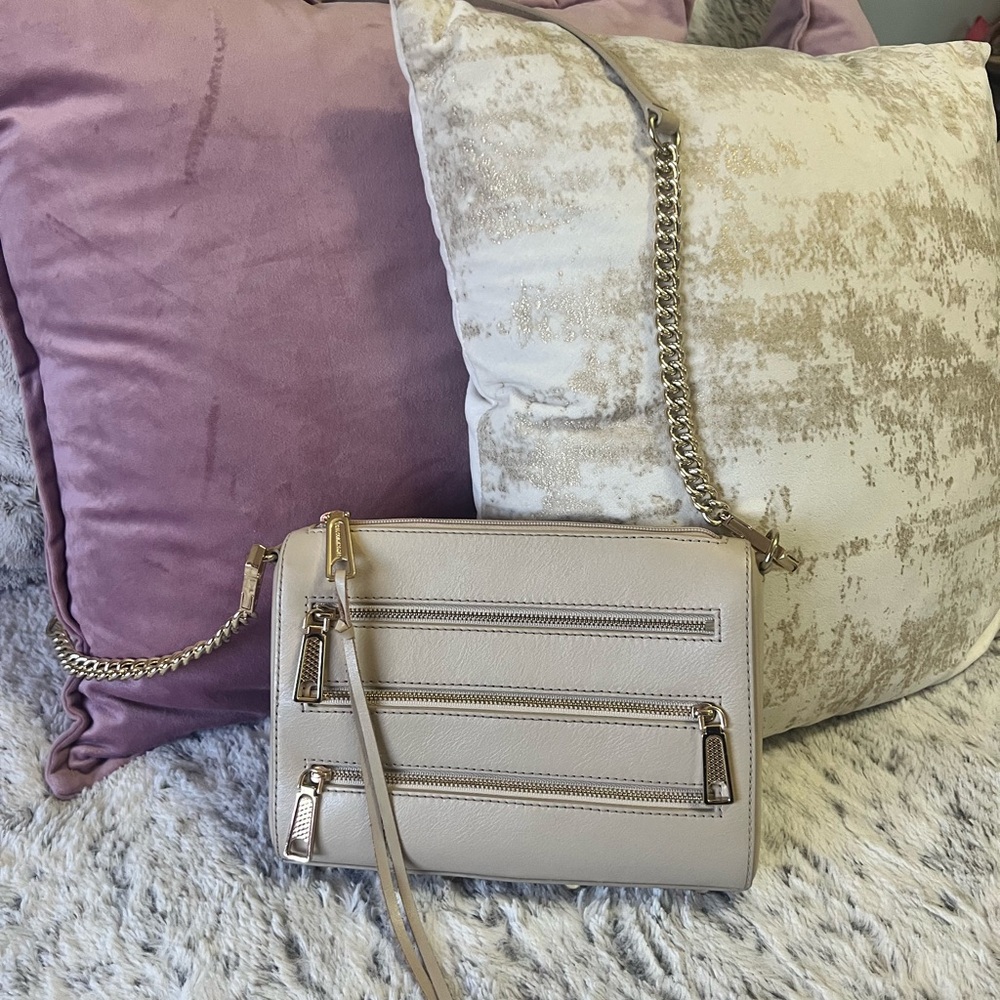 Rebecca Minkoff Beige Crossbody Bag with Chain Strap